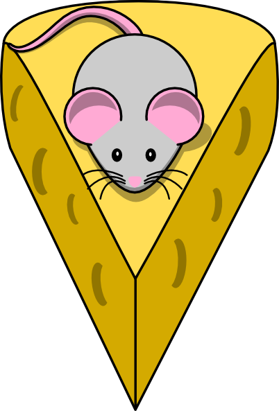 Grey Mouse With Cheese Clip Art
