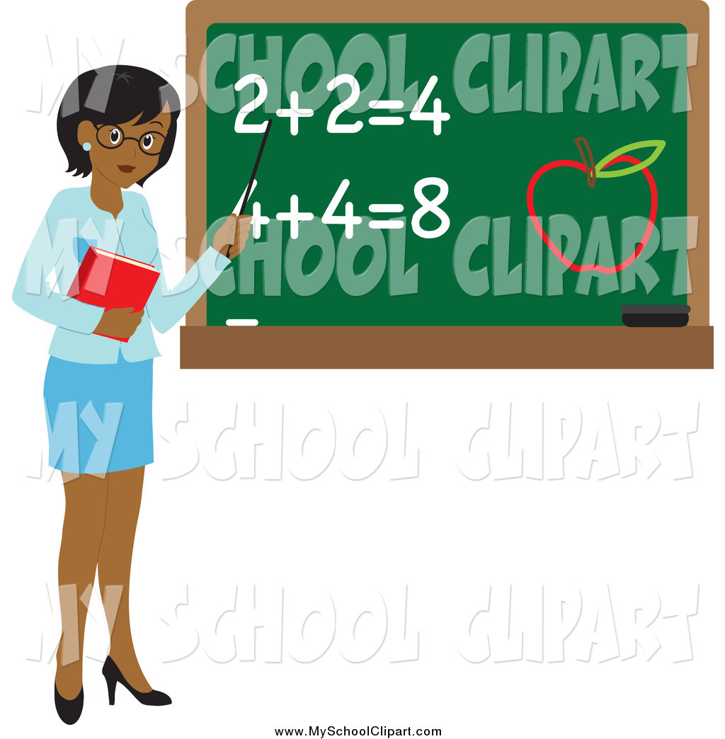 Larger Preview  Clip Art Of A Black Female School Teacher By A Chalk    