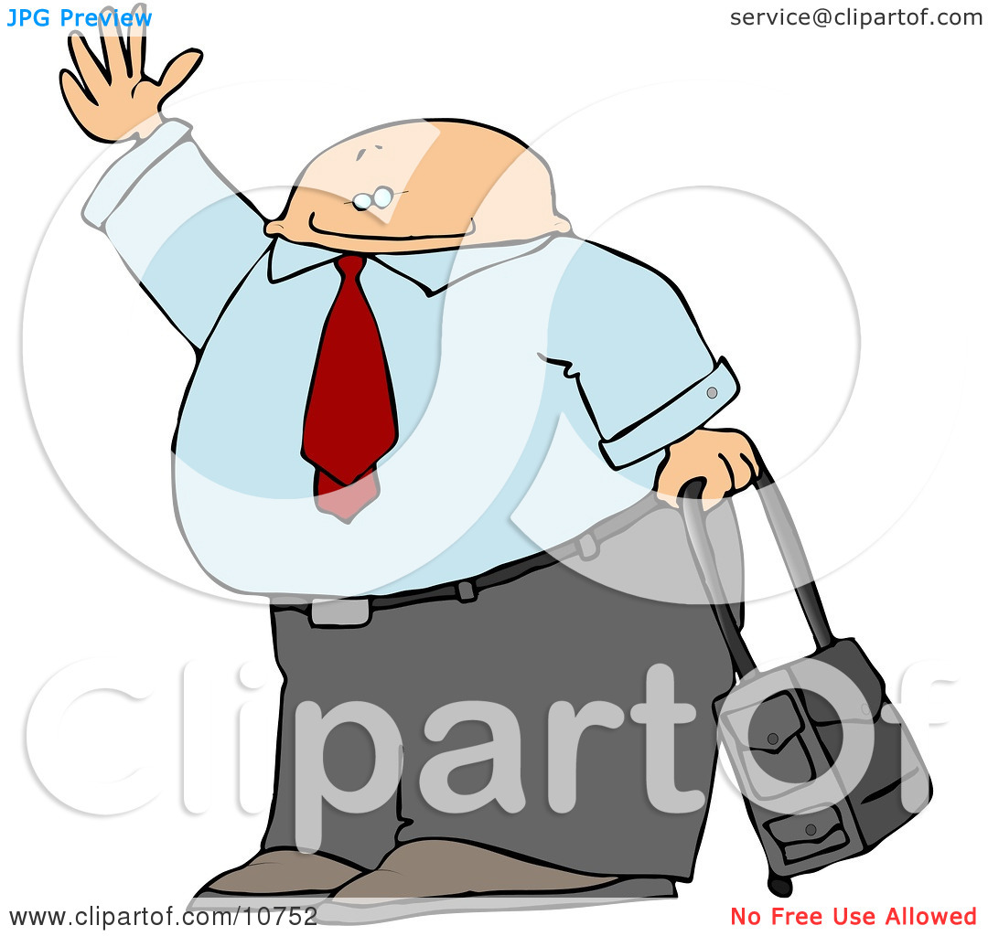 Luggage Waving Goodbye Or Hailing A Taxi Cab Clipart Illustration