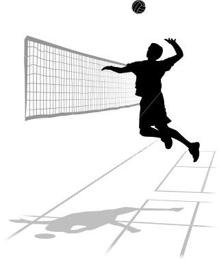 Volleyball Clipart Of Volleyball Player Spking The Ball Over The Net