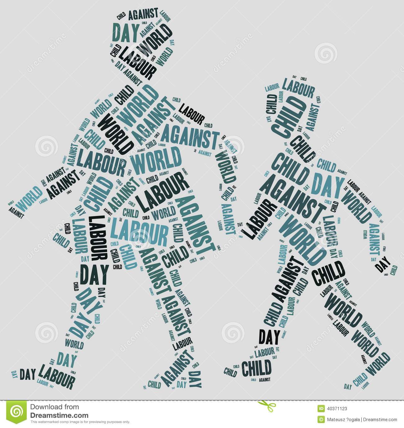 Word Cloud Related To World Day Against Child Labour Stock