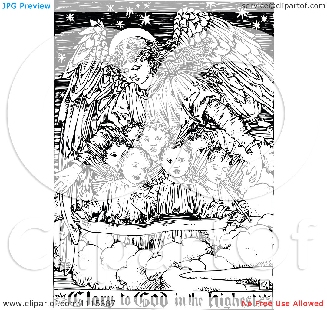 Angels Of God Clipart Clipart Vintage Black And