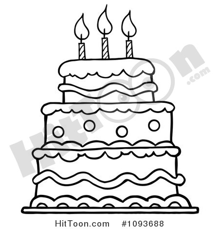 Birthday Cake Clipart  1093688  Outlined Layered Birthday Cake With    
