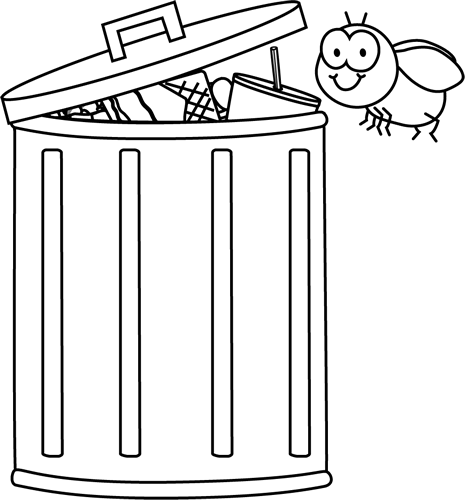 Black And White Fly And Trash Clip Art   Black And White Fly And Trash
