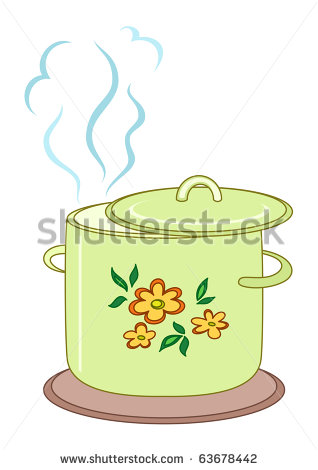 Boiling Water Steam Clipart Boiling Pan With Flower Cover