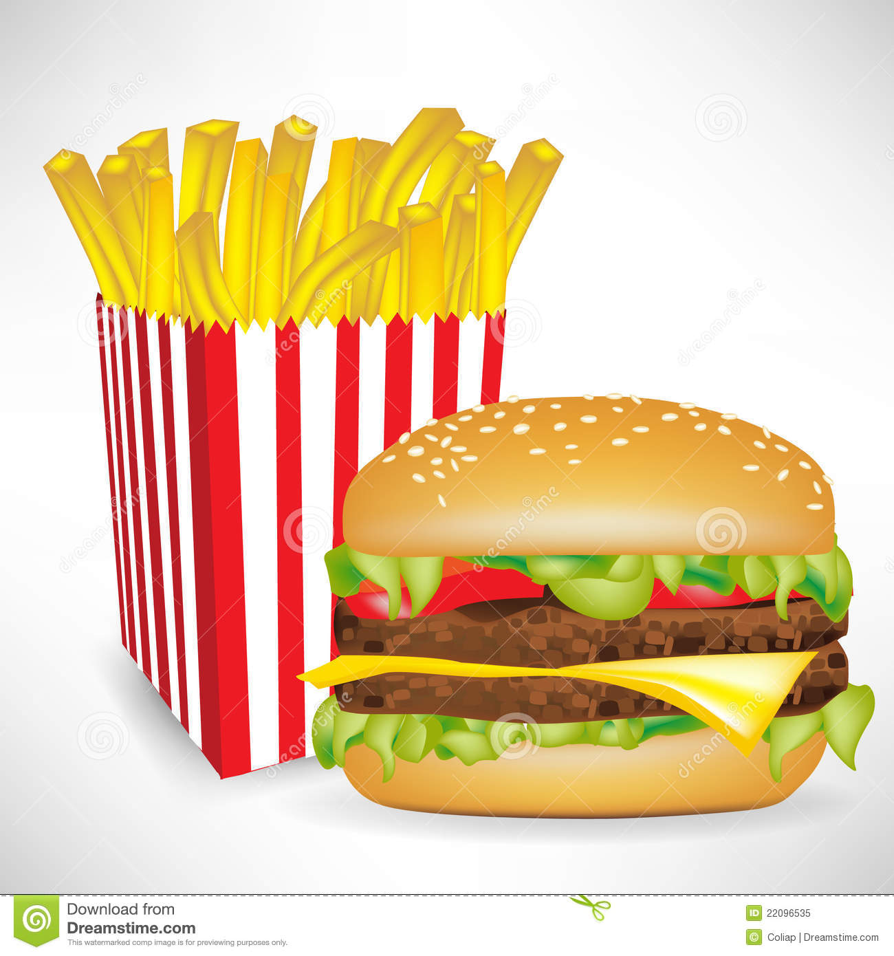 Burger And Fries Clipart Fast Food French Fries Portion