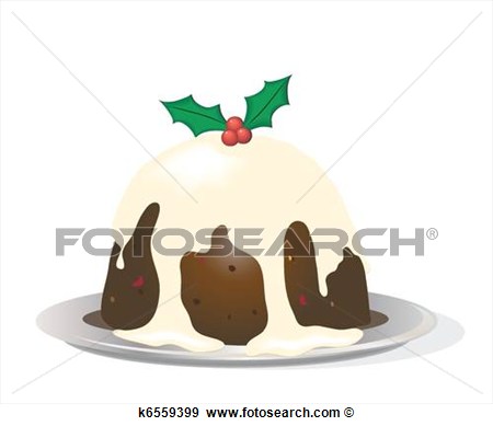 Clip Art   Christmas Pudding On White  Fotosearch   Search Clipart