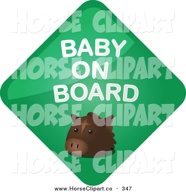 Clip Art Of A Green Horse Baby On Board Diamond Sign On White By Kheng