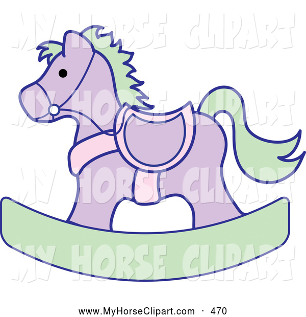 Clip Art Of A Purple And Green Rocking Horse By Pams Clipart    470
