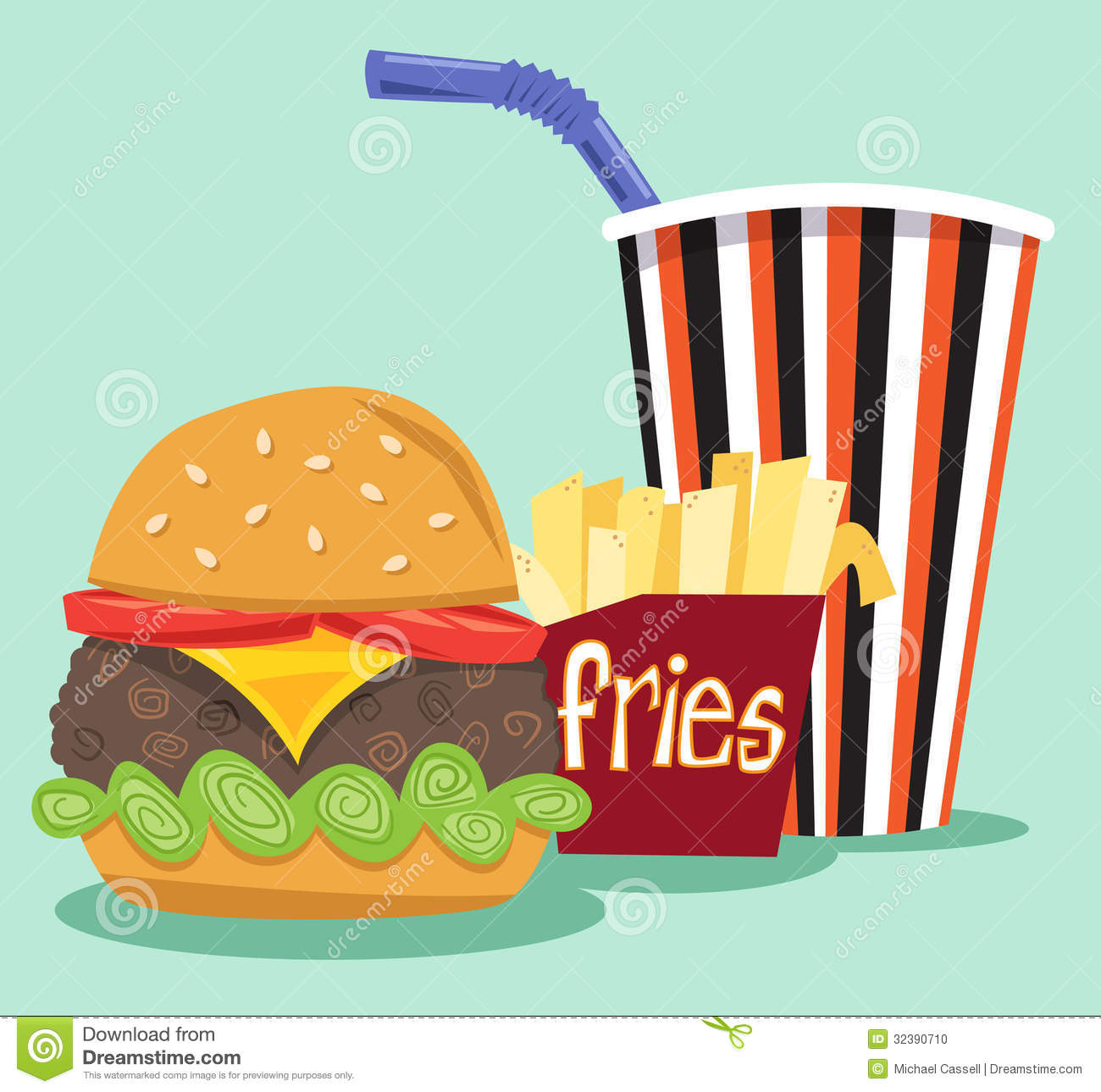 Clipart Hamburger And Fries Burger Meal Stock Photo   Image  32390710