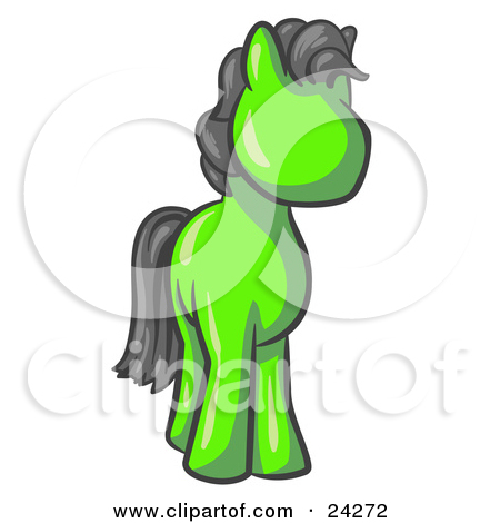 Clipart Illustration Of A Cute Lime Green Pony Horse Looking Out At