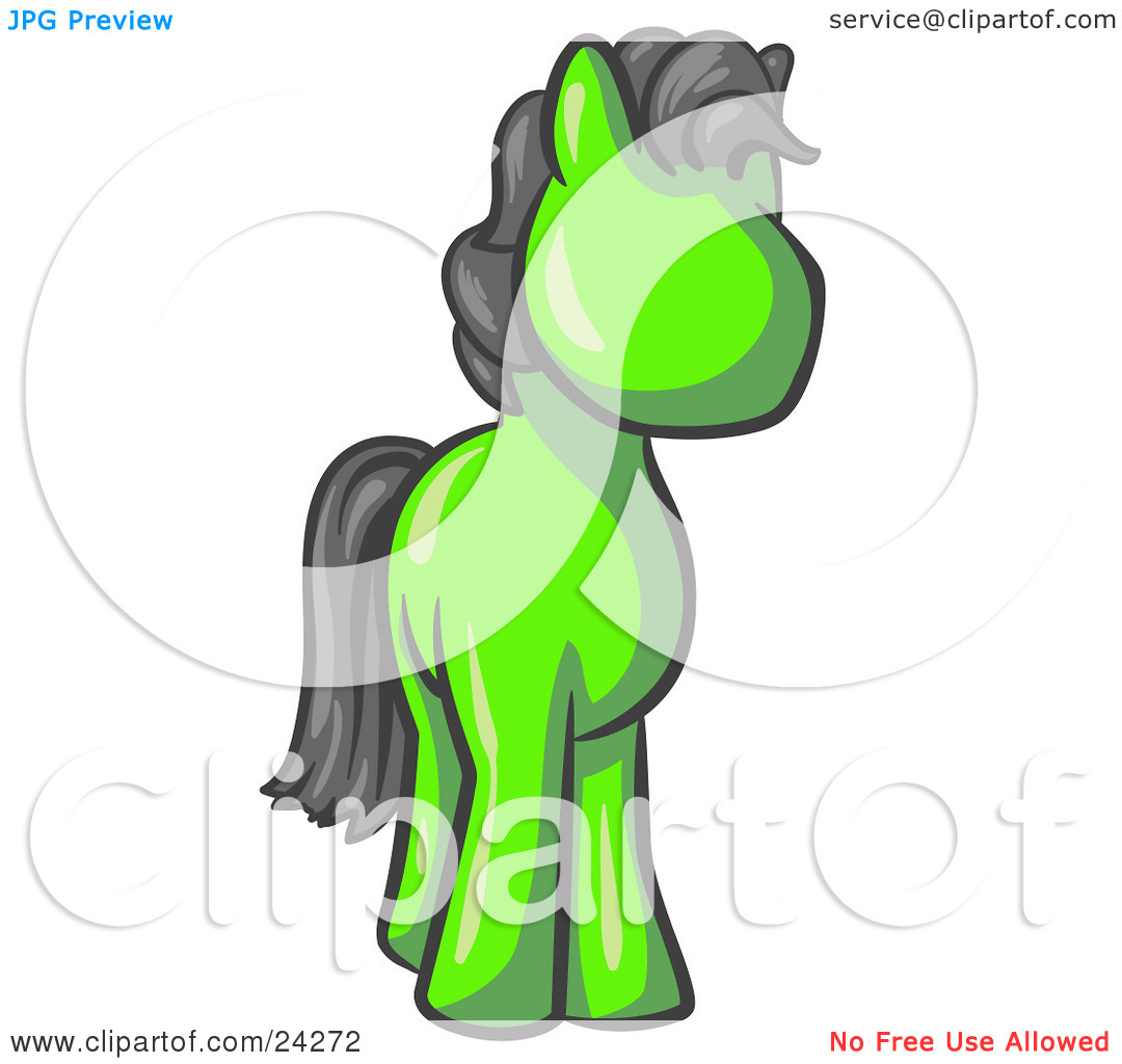 Clipart Illustration Of A Cute Lime Green Pony Horse Looking Out At