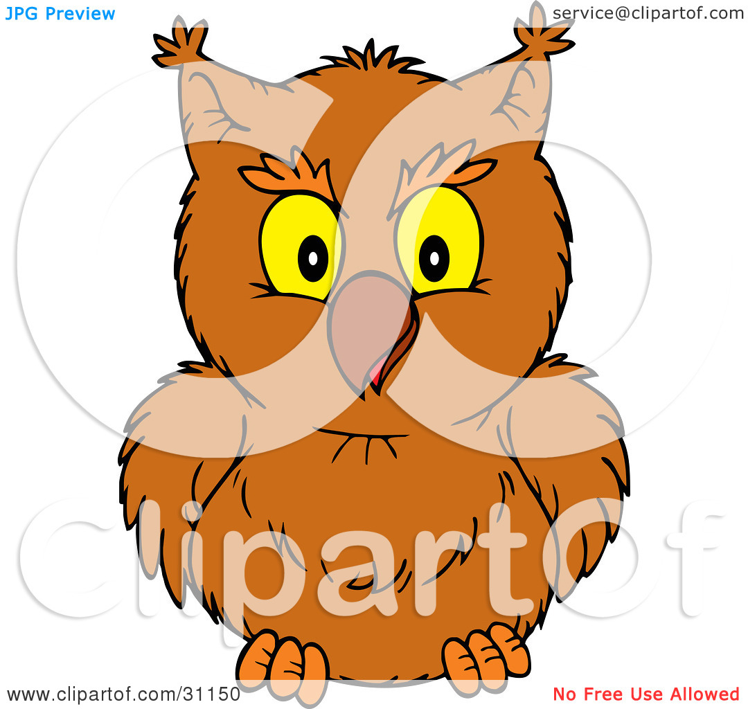Clipart Illustration Of A Friendly Brown Owl Looking Forward By Alex