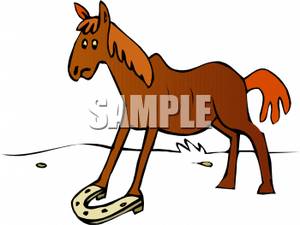 Clipart Image Of A Brown Horse With A Horseshoe