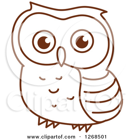 Clipart Of A Sketched Brown Owl 4   Royalty Free Vector Illustration