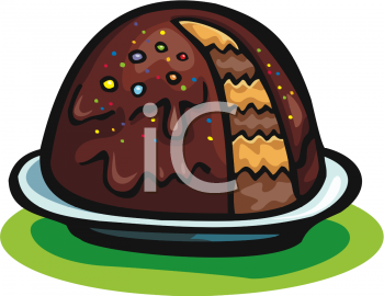 Clipart Picture Of A Chocolate And Vanilla Layered Dome Cake