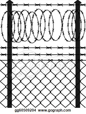 Drawings   Wire Fence With Barbed Wires  Stock Illustration Gg60509204