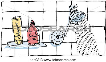 Een Douche Met Shampoo En Conditioner  Fotosearch   Zoek Clipart