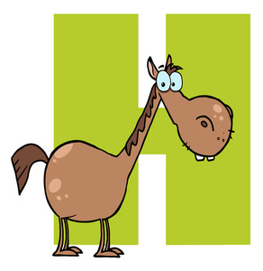 For Horse Clipart Image   A Brown Cartoon Horse In Front Of The Green