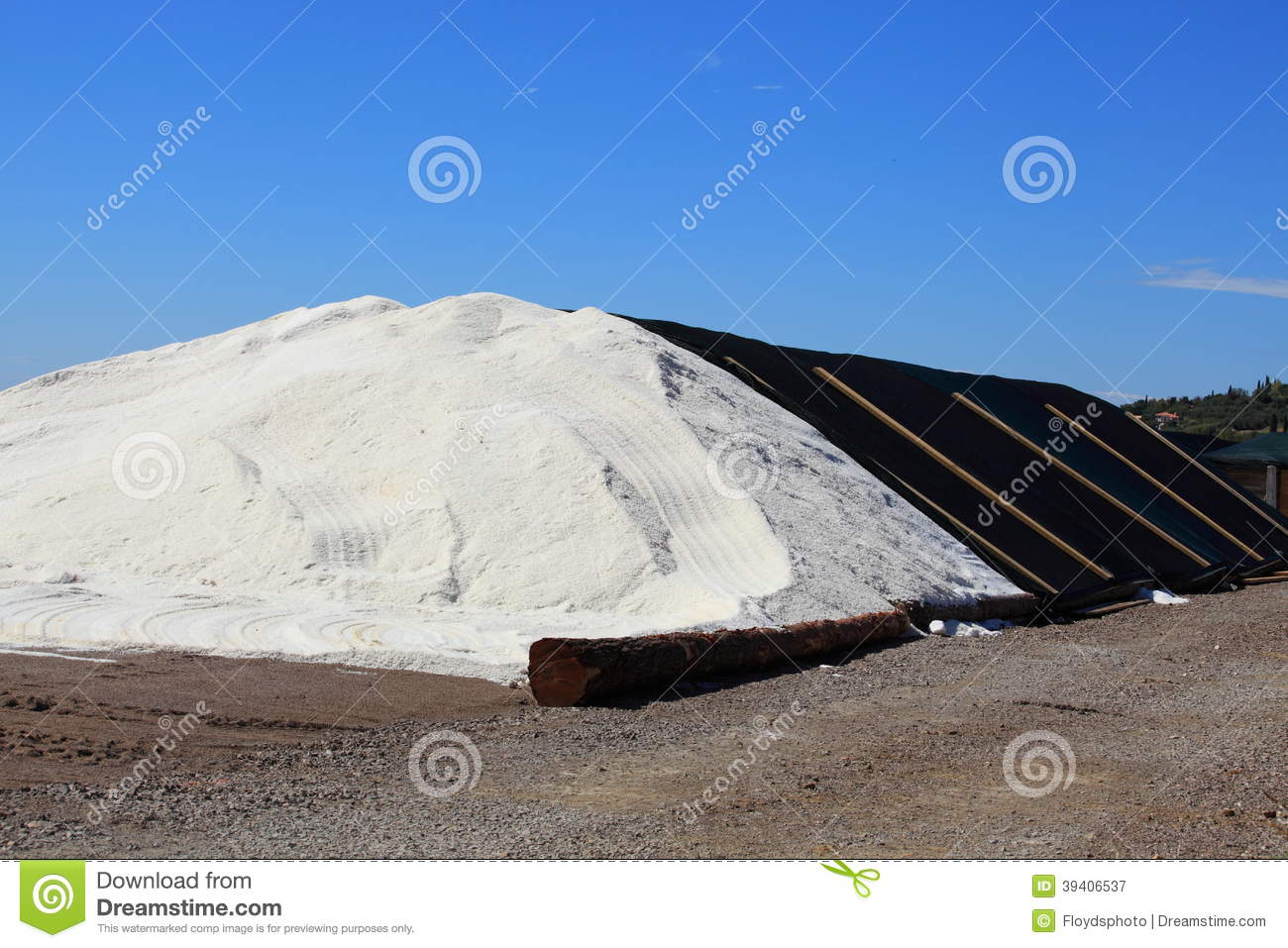 Gathering The Sea Salt Into Big Piles At Secovlje Salina Adriatic Sea    