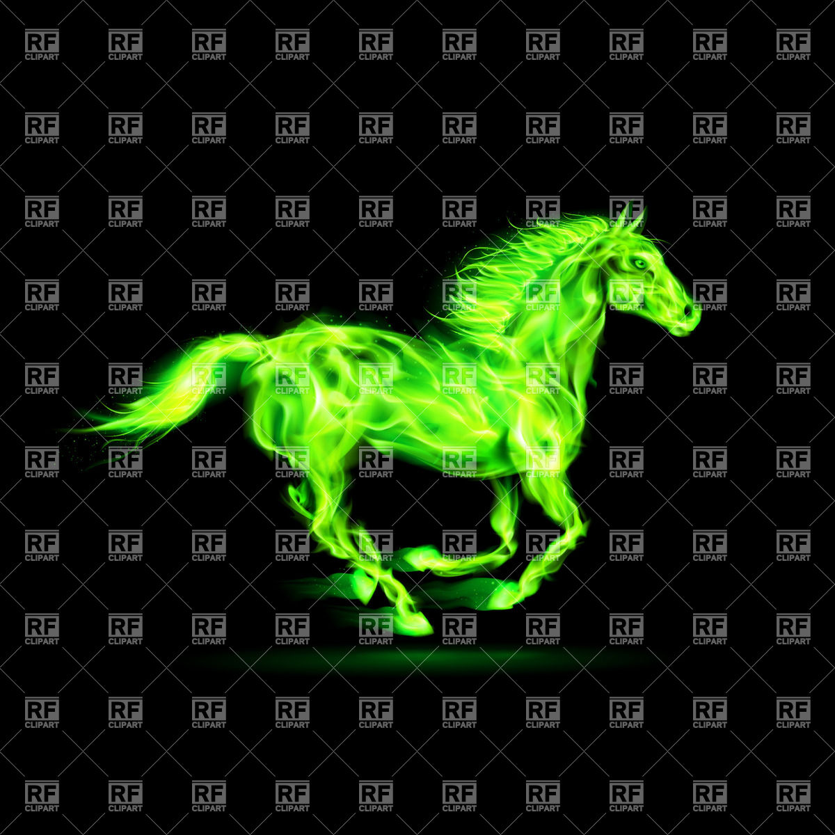 Green Horse On Black Background Download Royalty Free Vector Clipart