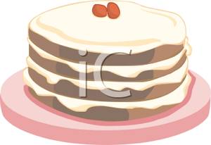Layered Chocolate Cake With Vanilla Icing   Royalty Free Clipart    
