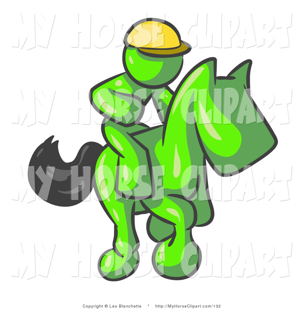 Lime Green Man A Jockey Riding On A Green Race Horse And Racing In A
