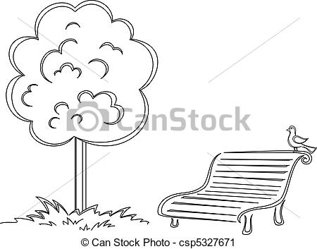 Park Clipart Black And White Park Bench With A Small Bird