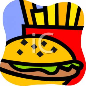Royalty Free Clipart Image  A Box Of Fries And A Burger