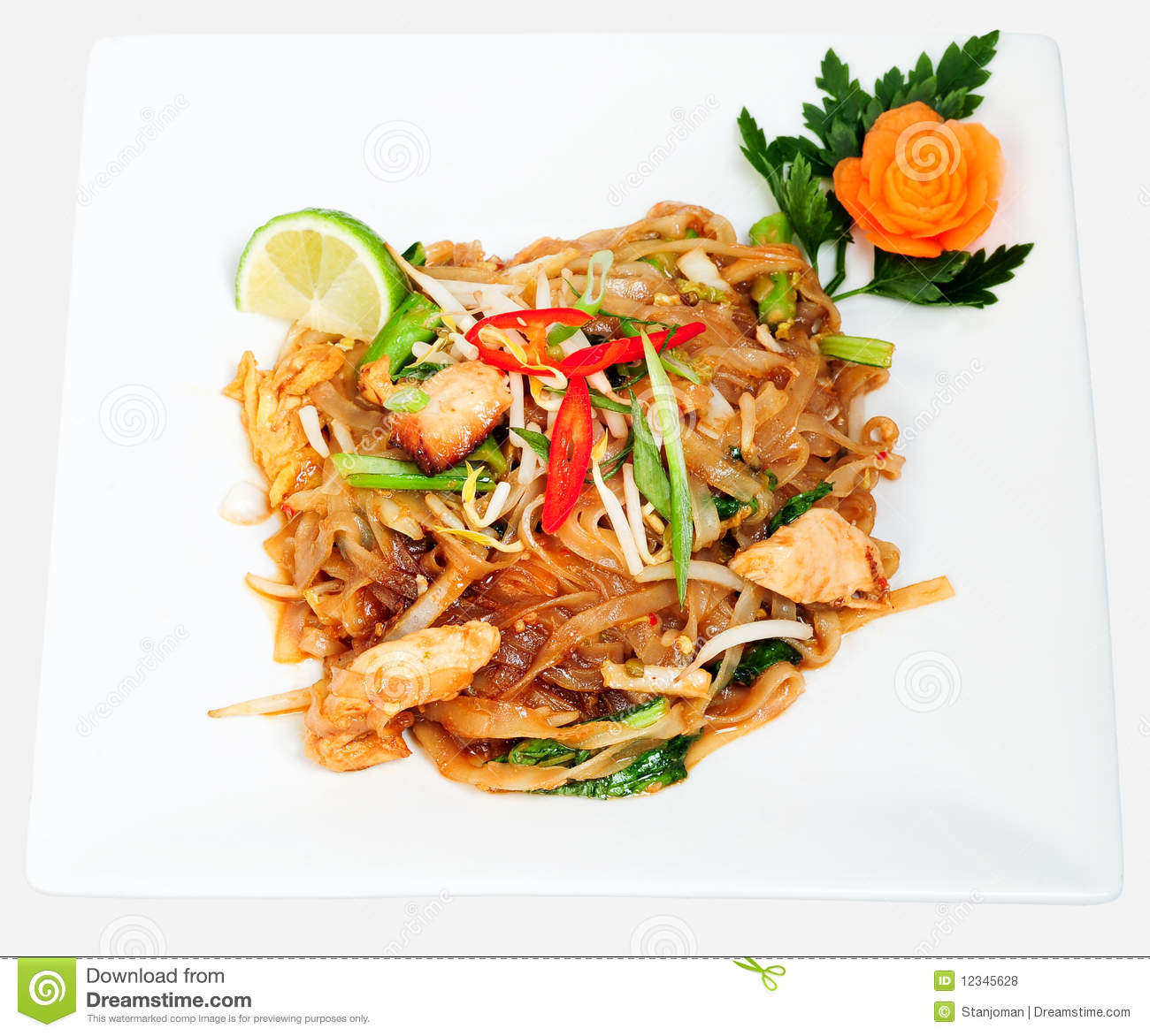 Spicy Chicken Noodles With Fresh Chili And Spring Onion