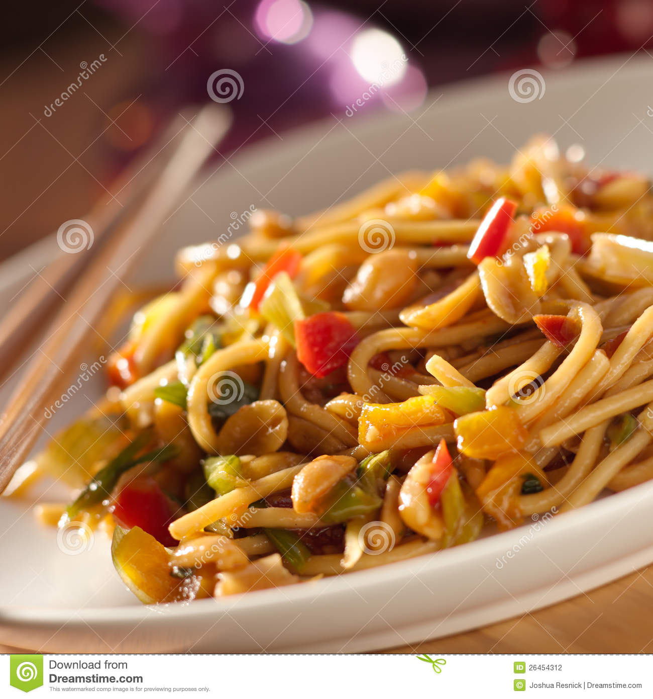 Spicy Thai Noodles With Chopsticks  Stock Photography   Image