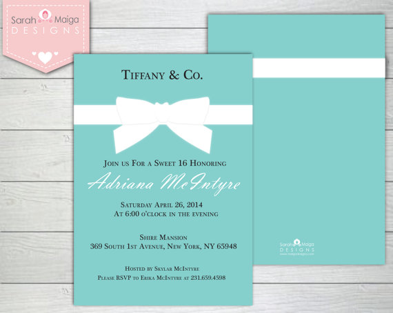 Sweet 16   Tiffany And Co  Inspired Jade Bow Digital Or Printed 5 X 7