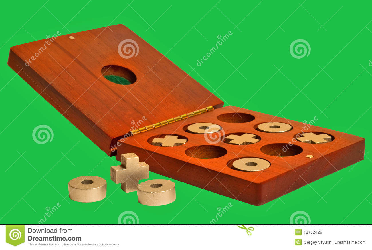 Tic Tac Toe Game In Old Natural Wood Box Royalty Free Stock Image