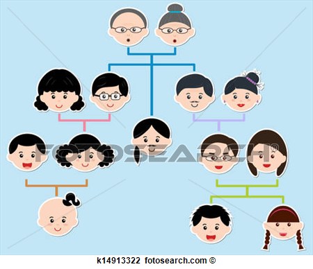 Vector Icons  Family Tree A Diagram On A Genealogical Tree On Blue