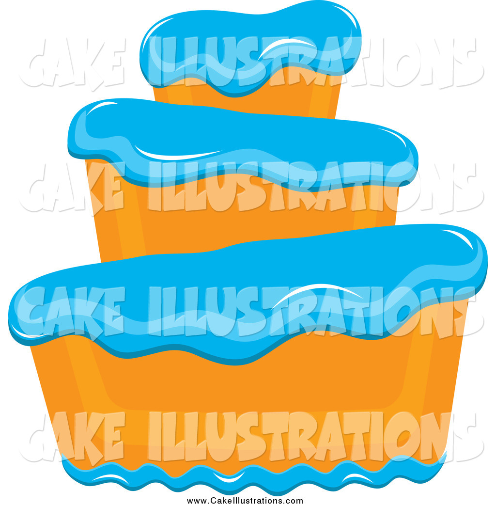     Vector Of A Funky Vanilla Cake With Blue Frosting By Pams Clipart