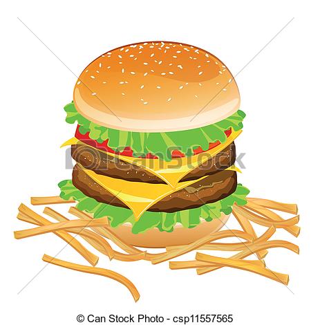 Vector   Vector Burger And French Fries   Stock Illustration Royalty