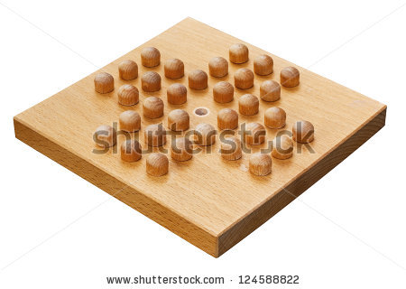 Wooden Peg Solitaire Board Crafted From Wood A Popular Indoor Puzzle