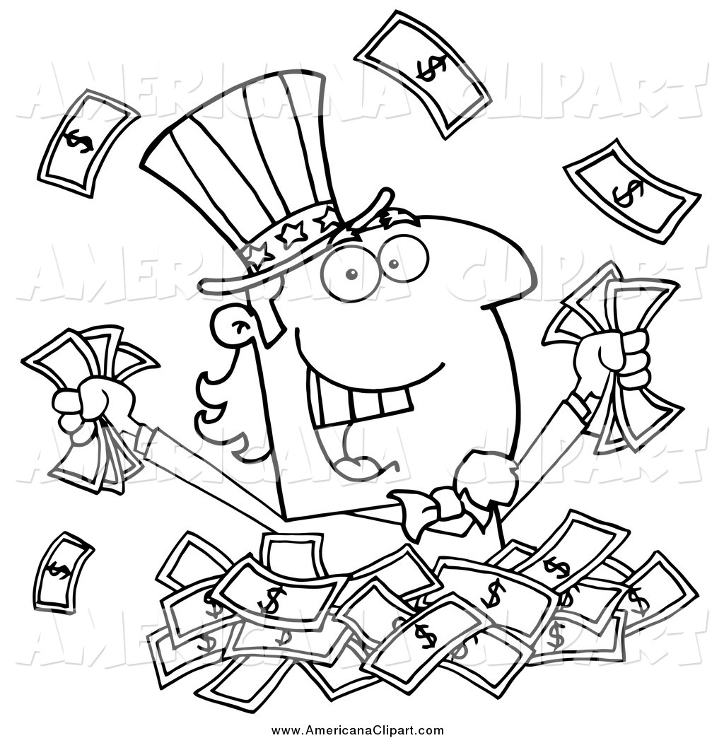 Americana Vector Cartoon Clip Art Of A Black And White Uncle Sam    