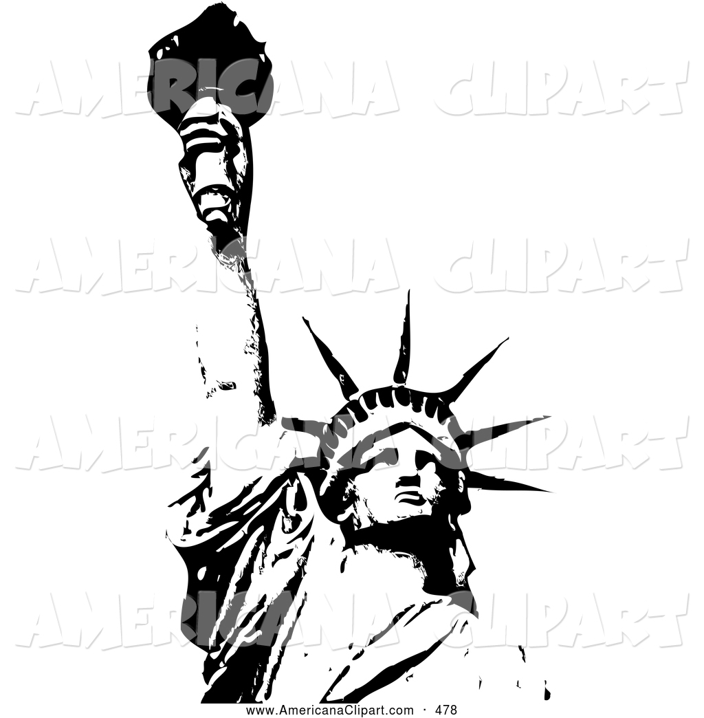 Americana Vector Clip Art Of A Patriotic Black And White Statue Of    