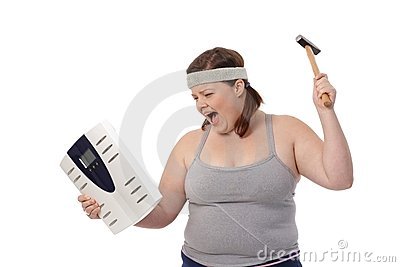 Angry Fat Woman With Hammer And Scale Royalty Free Stock Image   Image    