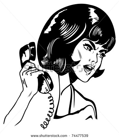 Angry Woman On Phone Retro Clip Art Comics Book Style   Stock Vector