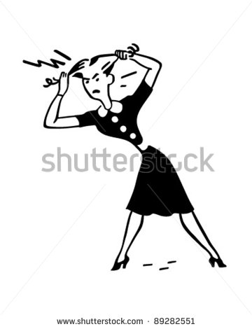Angry Woman Pulling Out Hair   Retro Clipart Illustration   89282551