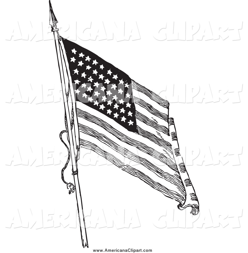 Black And White American Flag Waving Americana Clip Art Bestvector