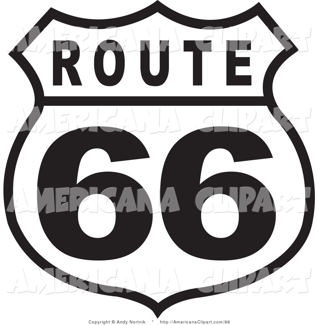 Black And White Route 66 Roadside Sign
