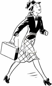 Business Woman Walking With A Briefcase   Royalty Free Clipart Picture