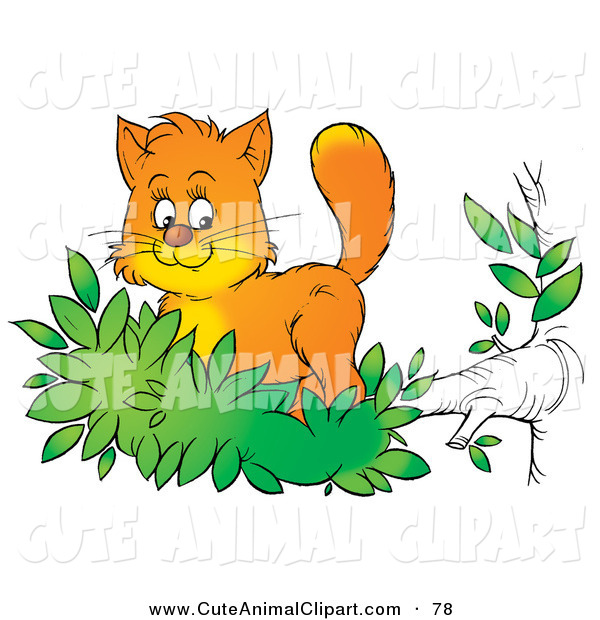 Clip Art Of A Cute Orange Kitty Exploring The Great Outdoors Standing