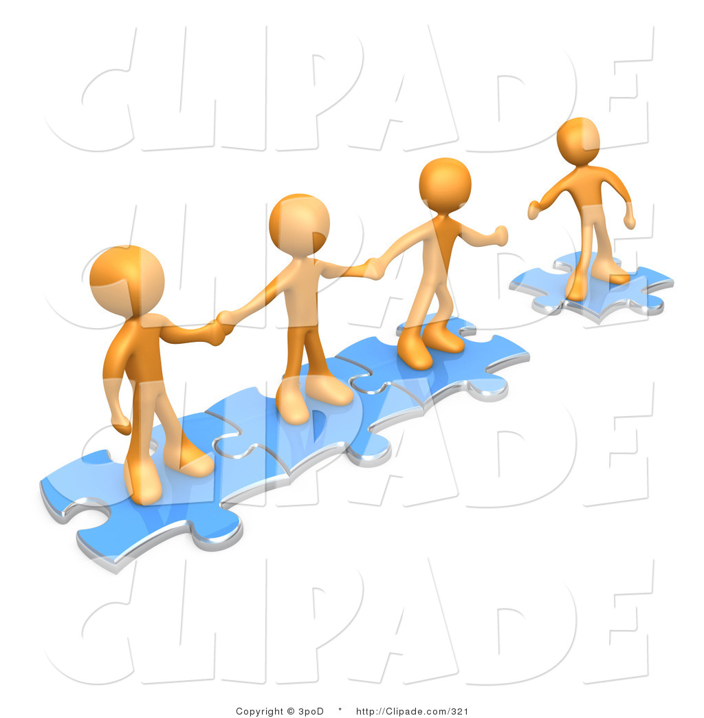 Clip Art Of A Team Of Three Orange People Holding Hands And Standing