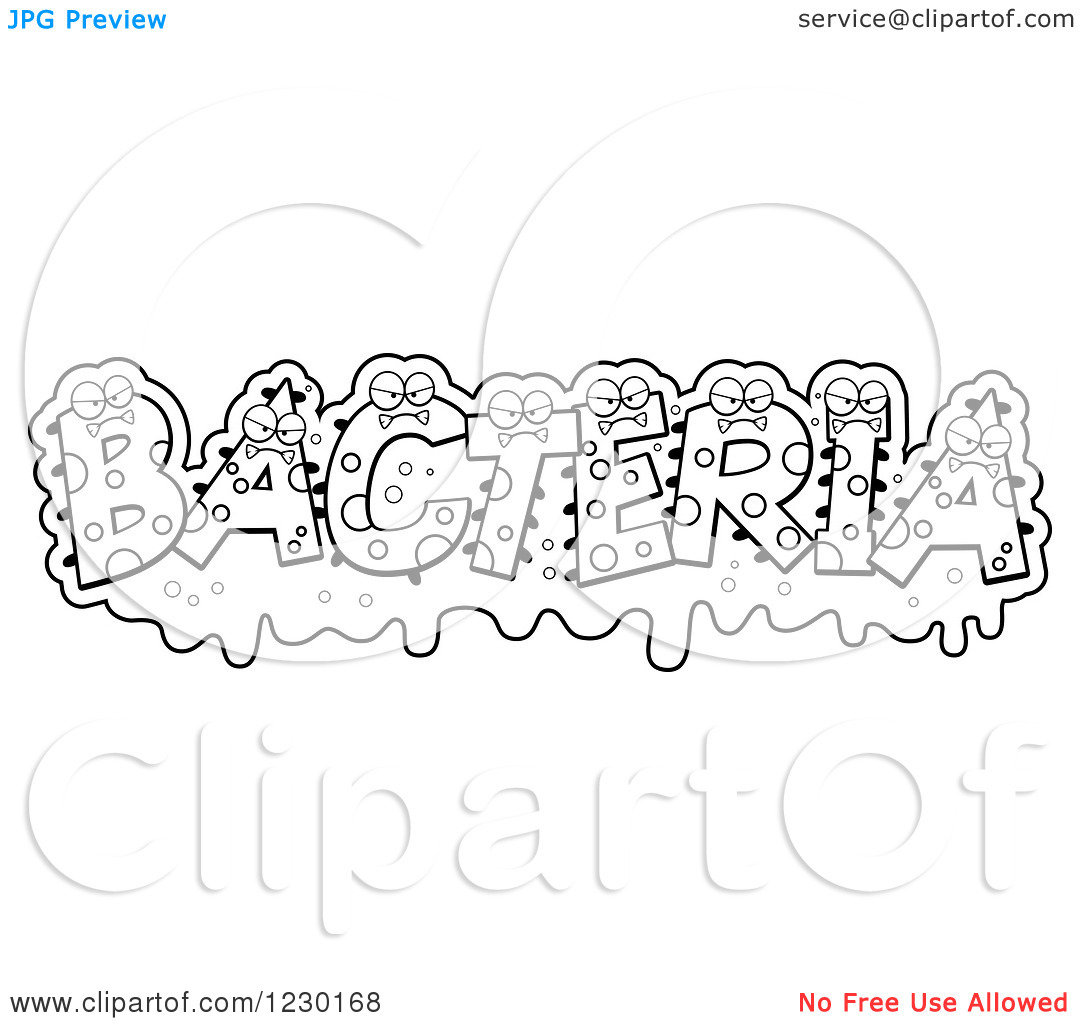 Clipart Of Black And White Slimy Monsters Forming The Word Bacteria