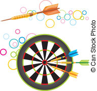 Darts With Dartboard   Colorful Illustration Of Darts Flying
