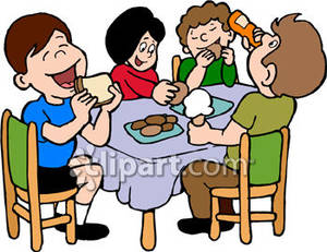 Eating Lunch At The Kiddie Table   Royalty Free Clipart Picture